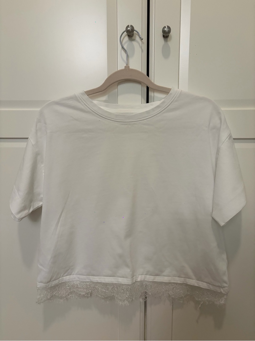 Loft White Lace-Hem Tee